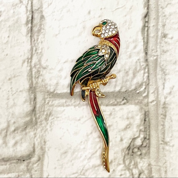 Vintage Unsigned Enamel Parrot Bird Brooch NOS - Picture 6 of 13